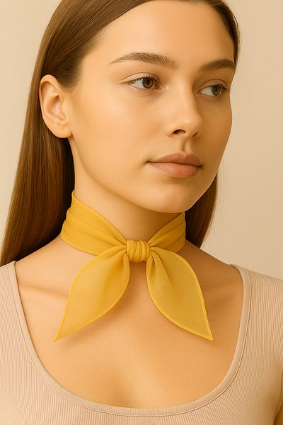 VOOP Yellow Colored Plain Chiffon Scarf Multi-Purpose Accessory 50X50