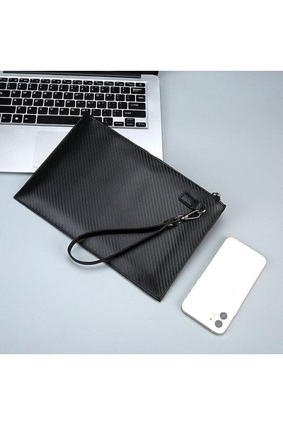 Generic iCozzier Mens Clutch Purse Handbags Synthetic Leather Bags with Wrist Strap Zip Closure 7.9 Inch for