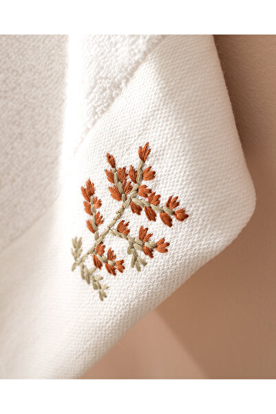 Madame Coco Slyvıa Вишитий 100% бавовняний рушник для рук, 2 шт. - Білий - 30x45 см