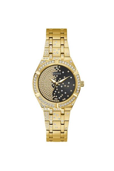 Guess AfterGlow Gold Women's Watch - Refined in Black, Gold and Sparkling Crystals
