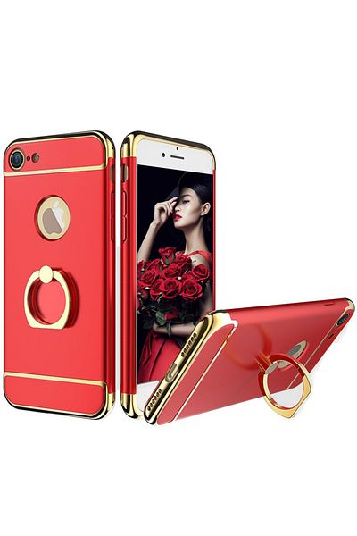 OEM Husa de telefon pentru iPhone 6/6S Plus oferă protecție ultra-subțire 3 în 1 - Inel roșu Deluxe