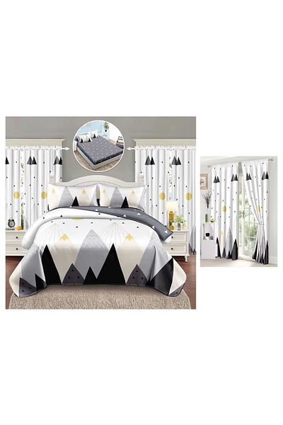 CHIRASO CHIRASO 6-Piece Bedding Set, with Drapery, Fitted Sheet 140x200, Duvet Cover, 2 Pillowcases