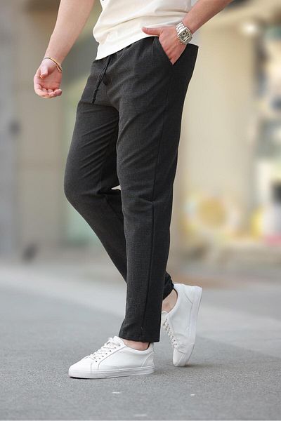 Madmext Anthracite Regular Fit Men's Trousers E6572