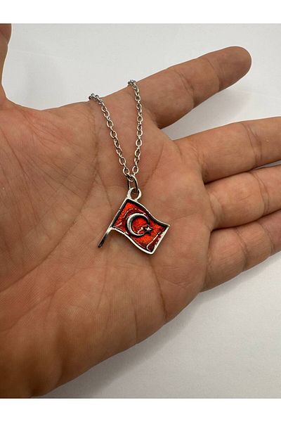 Herşey Nota Turkish Flag Red and White Flag Unisex Necklace with Moon and Star Figures – National and Meaningful Design