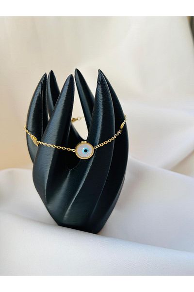 ESDE Steel Stylish Anklet with Clover and Evil Eye Bead Detail