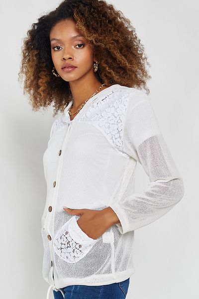 Hopoi Women's Lace Garnished Hooded Jacket