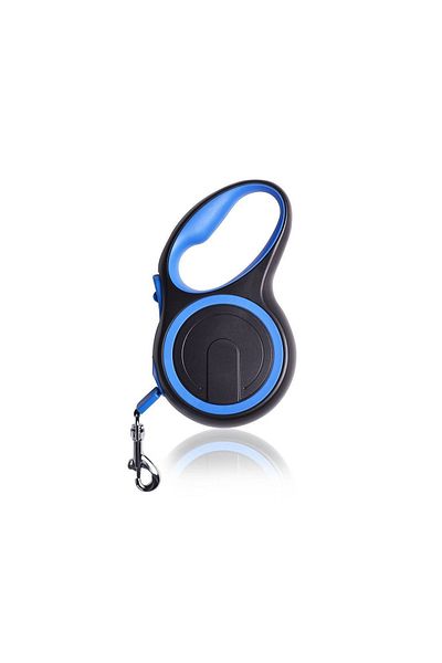 NO BRAND Lesa retractabila extra rezistenta, albastru, pentru caini, extensibila pana la 5 metri, 20 kg