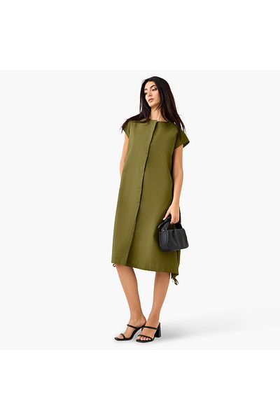 Iconic Iconic Button Down Dress with Tie-Ups