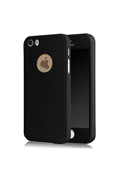 BLACK Carcasă completă (față + spate + sticlă) pentru Apple iPhone 5 / 5S / SE, neagră