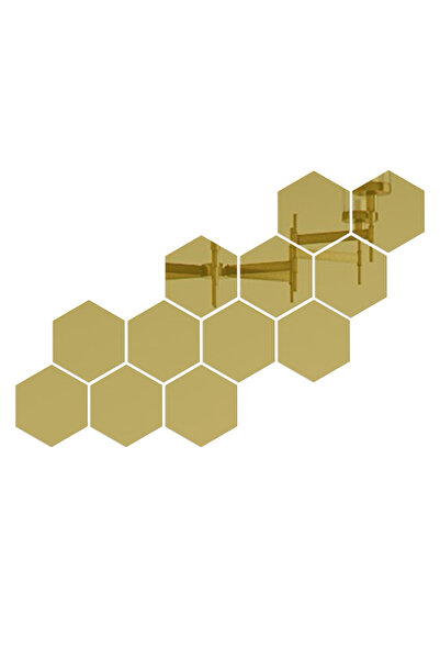 Gold Set de 12 stickere autoadezive, tip oglindă decorativă, 3D, aurii, 126x1...