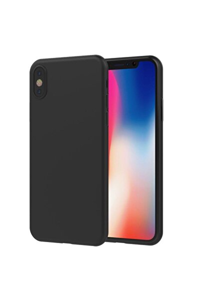 BLACK Силиконов калъф с матов ефект, съвместим с iPhone X/XS, черен