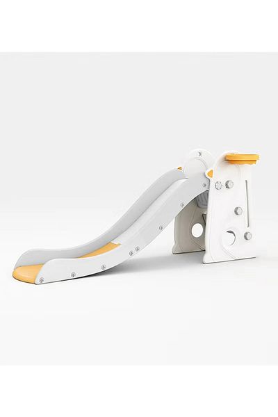 FULLJOY Foldable Penguin Slide with Basketball Hoop 175*47*77cm