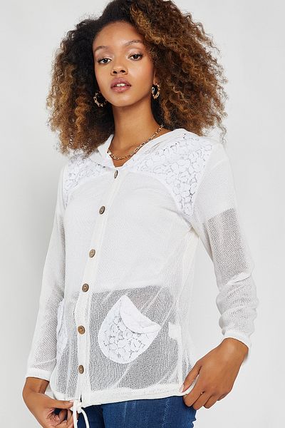 Hopoi Women's Lace Garnished Hooded Jacket