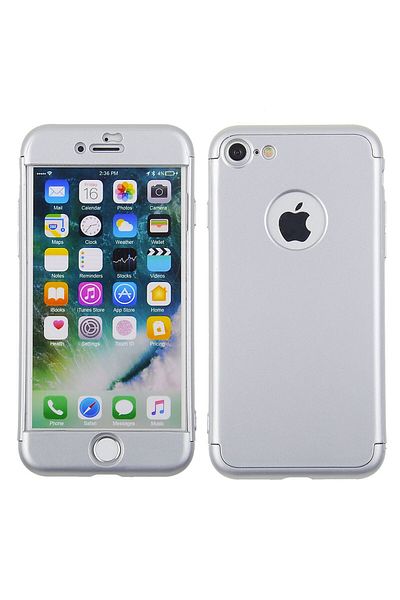 Silver Protective case for iPhone 7, Silver, Fullbody front-back with free glass film