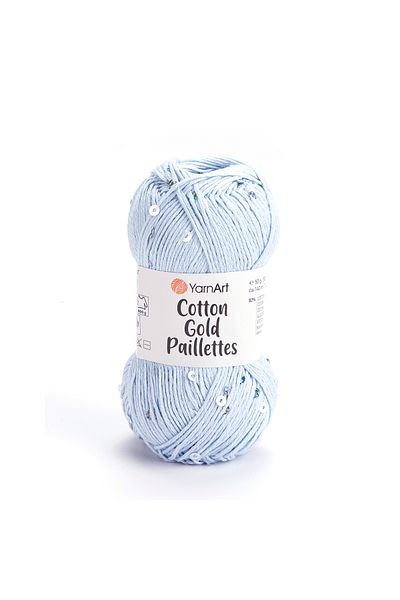 Yarnart Cotton Gold Paillettes - Knitting Yarn Blue-7109
