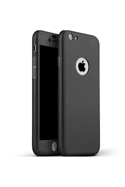 BLACK Case for Apple iPhone 7 Black full 360 degree coverage with free glass protector