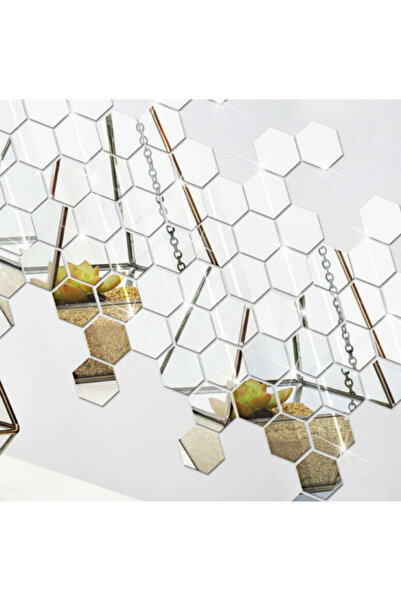 Silver Set of 10 self-adhesive stickers, 3D decorative mirror type, 13CM, Silver