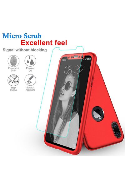 OEM Folie de protecție completă Apple iPhone X 360 Ultrathin Deluxe Roșu + sticlă