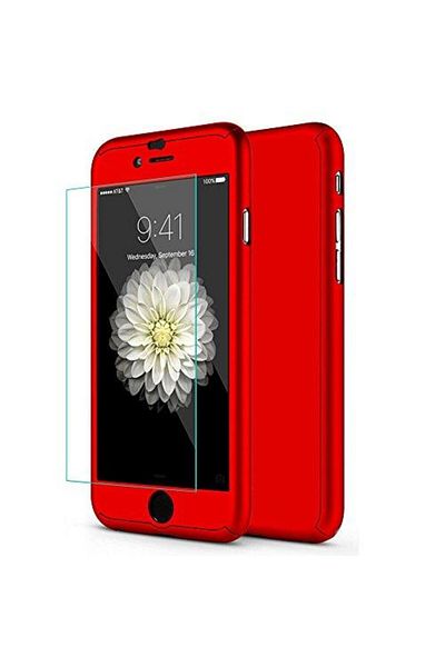 OEM Case for Apple iPhone 7+ Red full 360 degree coverage with free glass protector