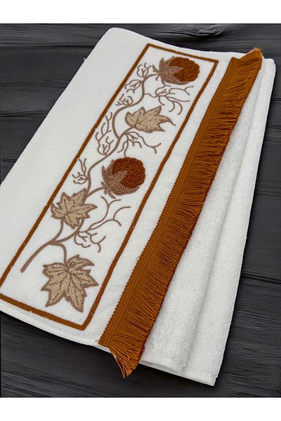 AYHANHOME Punch Embroidered Fringed 1 Piece 50X90 Hand Face Towel Set