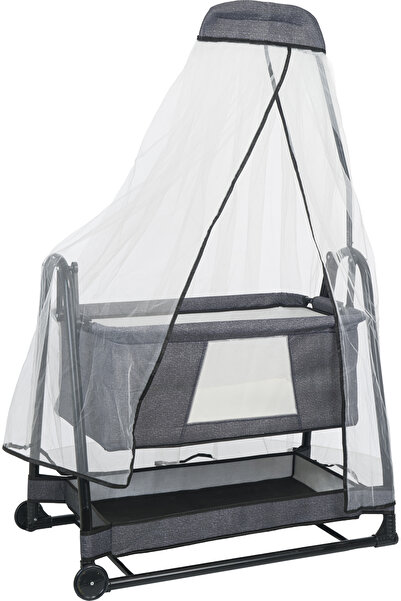 Özbay Btrend Burak Lüks Büyük Anne Yanı Sepet Beşik Sallanabilir Cibinlikli H...