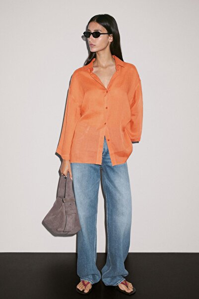 Massimo Dutti Oversize rami karışımlı gömlek