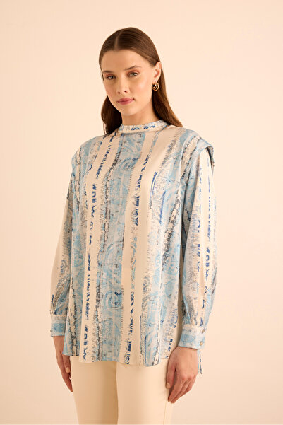 Aker Desenli Omuzları Bant Detaylı Tunik