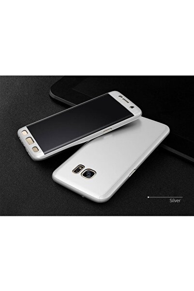 Silver Protective case for Samsung Galaxy S7 Edge, Silver, Fullbody front-bac...