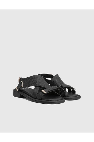 İLVİ Carcee Floter Leather Women's Black Sandals