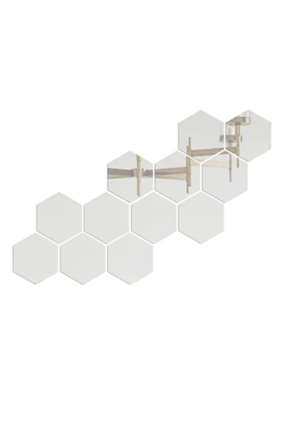 Silver Set de 12 stickere acrilice autoadezive, tip oglindă decorativă, 3D, 126x110x63mm, argintii