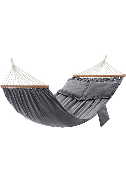SONGMICS Hamac Dublu Cu Bara Stabilizatoare Din Lemn, 2 Perne, 210x150cm, Max...