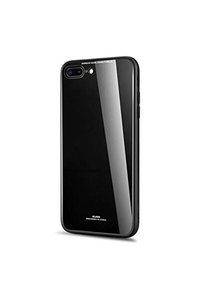BLACK Carcasă Apple iPhone 7, sticlă spate MyStyle, carcasă cu sticlă securiz...