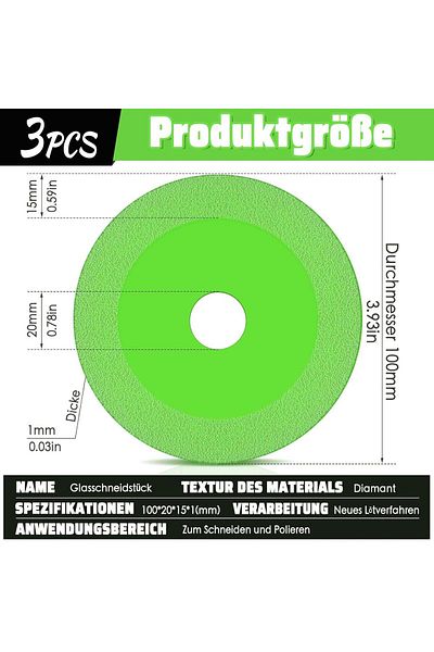 OEM Set de 3 discuri diamantate ultra subțiri, 2 în 1, 100 mm, pentru sticlă, ceramică, gresie,