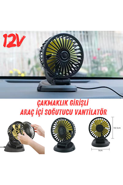 Furens Araç İçi Vantilatör 360° Dönebilen Torpido Üstü Vantilatör 12v Uyumlu ...