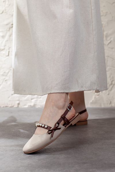 Adım Adım Women's Bead Detailed Open Back Ballerinas