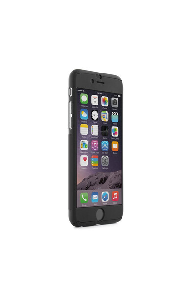 BLACK Husă pentru Apple iPhone 6 / Apple iPhone 6S, neagră, cu acoperire comp...