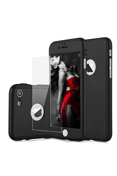 BLACK Case for Apple iPhone 7 Plus Black, free glass protector