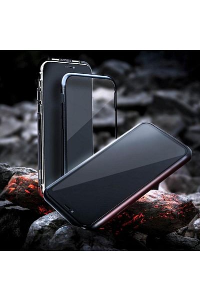 BLACK Carcasă magneto Forcell 360 cu acoperire completă pentru iPhone XS Max și folie de protecție pentru ecran, neagră