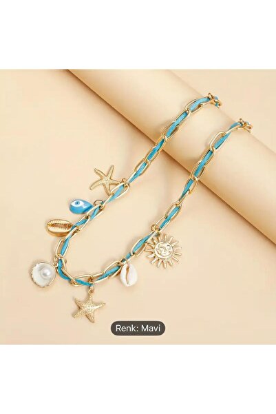 COUSİNS SHOP DENİZ KABUKLU MAVİ KOLYE