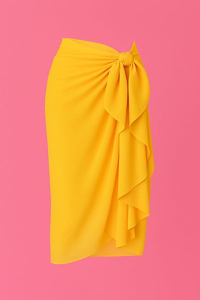 VOOP Yellow Long Summer Chiffon Beach Pareo 80X150 cm Breathable Thin Fabric