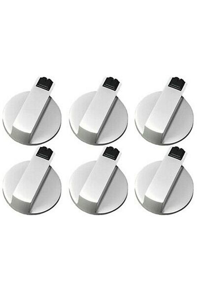 Silver Set de 6 butoane pentru aragaz, aliaj de zinc, argintiu
