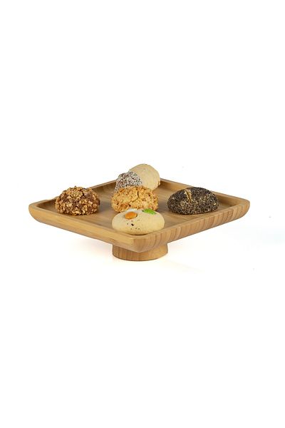 Lizzy Bamboo Leg Square Presentation Plate 17 X 17