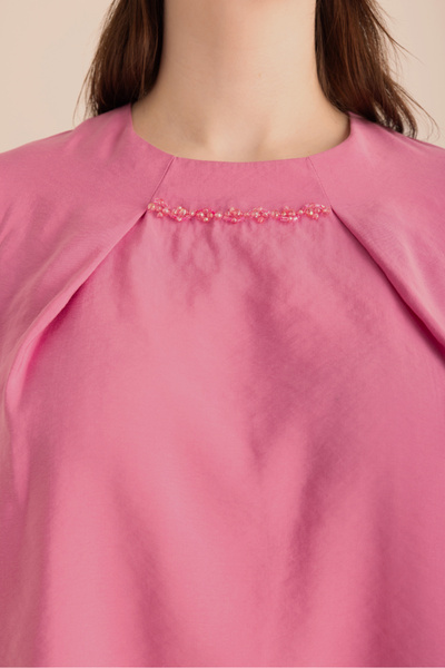 Aker Yakası Pili ve İşleme Detaylı Dokuma Bluz