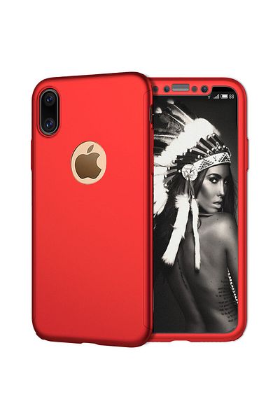 OEM Folie de protecție completă Apple iPhone X 360 Ultrathin Deluxe Roșu + sticlă