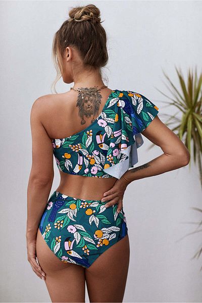 WildFashion 2-piece swimsuit with one shoulder strap and high-waisted briefs SW2203-12