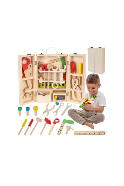 KRUZZEL Toy tool set, Iso Trade, Wood, Multicolor