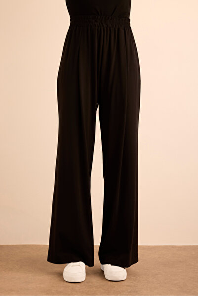 Aker Beli Lastikli Örme Bol Pantolon