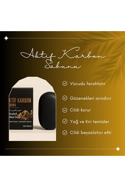 HACIFAKIOĞLU Activated Carbon Soap Made of Purifying Pure Oils 130 Gr
