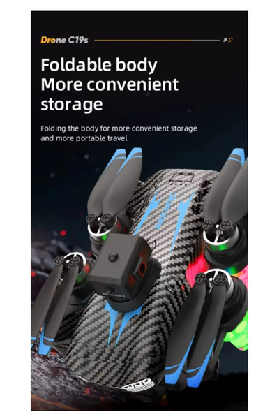 Genel Markalar C19S HD Dual 360 kamera katlanabilir çantalı drone karbon tasarım kaliteli drone seti