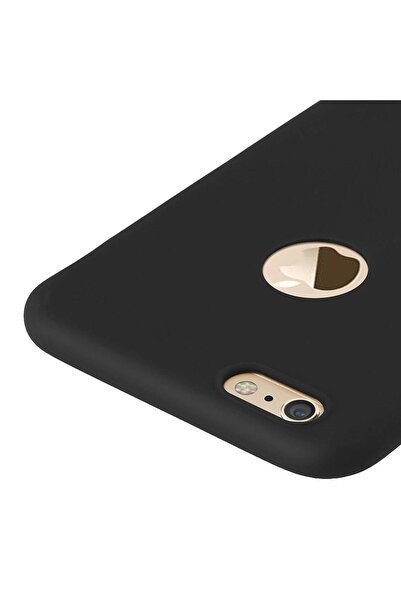 BLACK Θήκη για iPhone 6 / 6S, 4,7 ίντσες, πυκνή σιλικόνη, κοπή λογότυπου, μαύρο